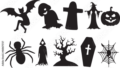 set of halloween elements illastraction
