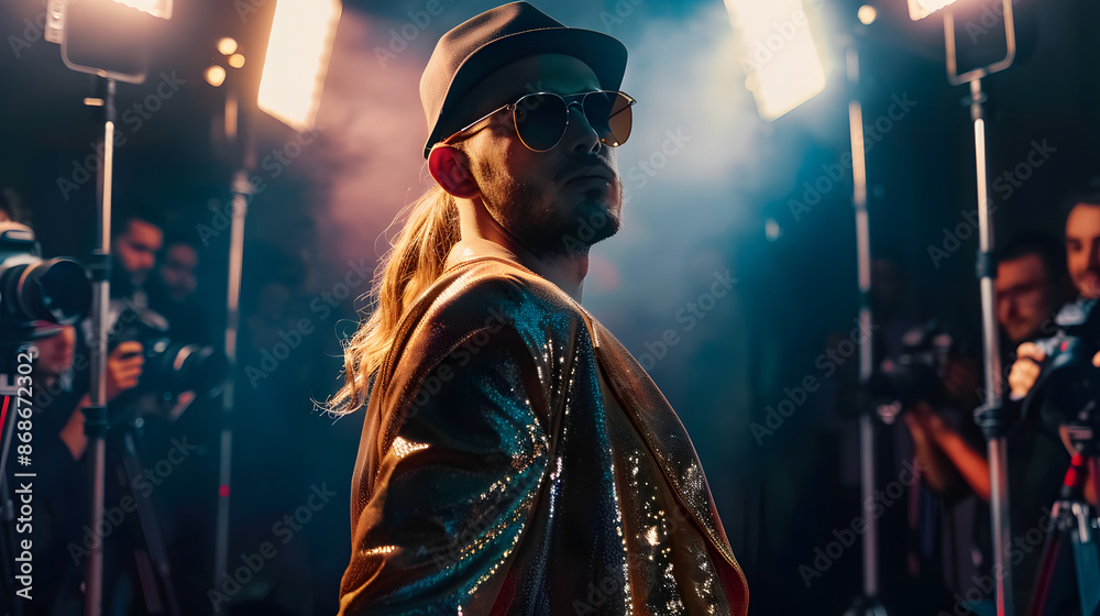 Fototapeta premium Superstar posing for photographers.&nbsp;