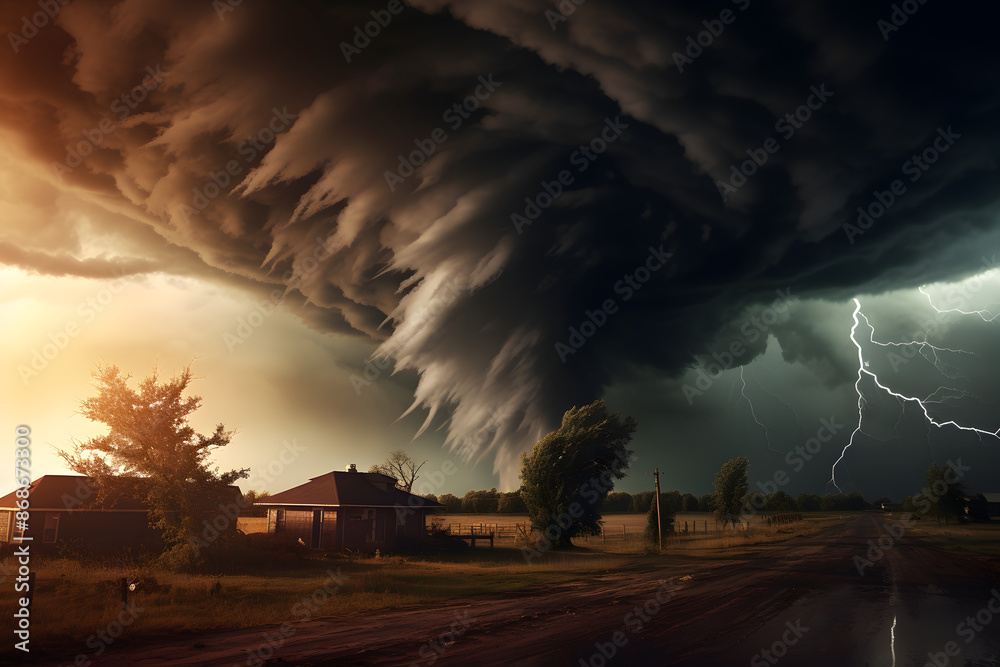 illustrated tornado wallpaper background, natural disaster