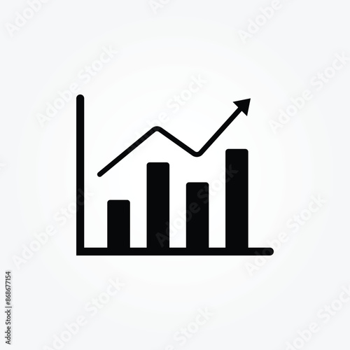 Growing graph icon, business growth arrow, arrow growing up icon. Design element for flyer, brochure, app, logo, UI, website. Infographic. Marketing, growth, success, profit, progress, chart icon.