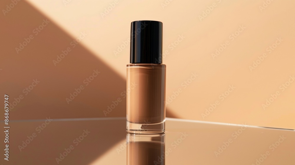 Foundation Bottle on Reflective Surface in Sunlight Foundation Bottle on Reflective Surface in Sunlight