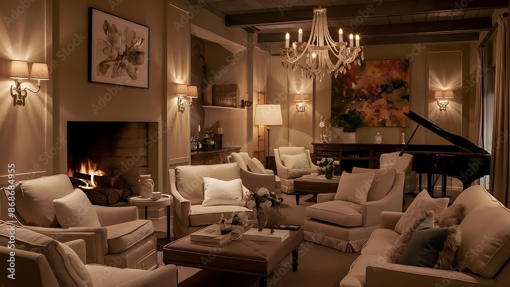 Living room with lighting scones Living room with lighting scones