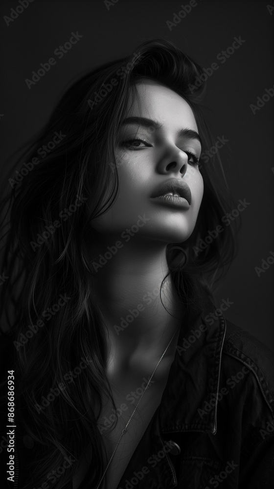 black and white portrait of a woman