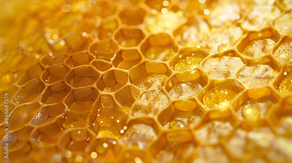 Honeybees create honeycombs using beeswax, which they fill with delicious golden honey. Honeybees create honeycombs using beeswax, which they fill with delicious golden honey.
