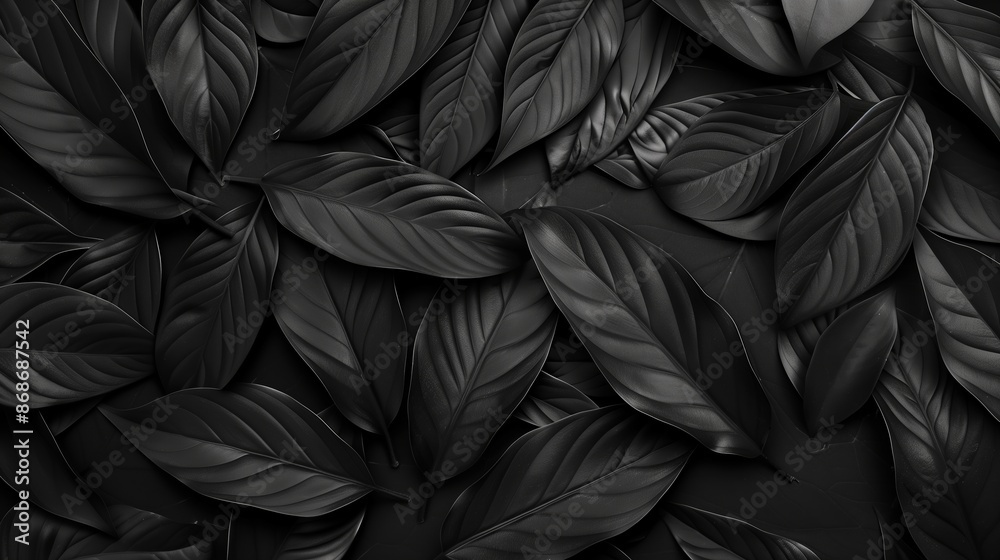texture abstract black leaves for tropical leaf background
