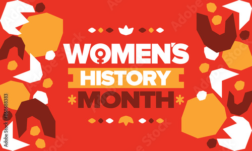 Women's History Month in March. Women's rights and Equality. Girl power in world. Female symbol in vector. Celebrated annually to mark women’s contribution to history. Poster, postcard, illustration