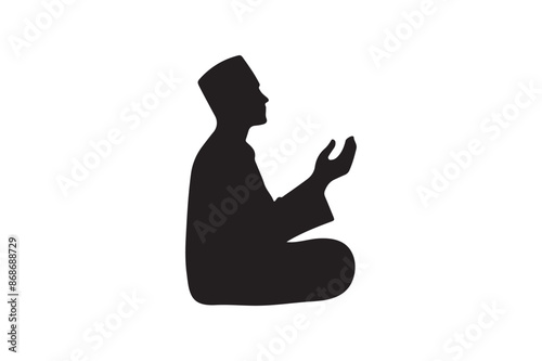 Prayer silhouette vector illustration.