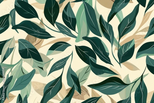 Modern seamless pattern with tropical leaves, geo elements for minimalist art print, textile, boho wallpaper decor.