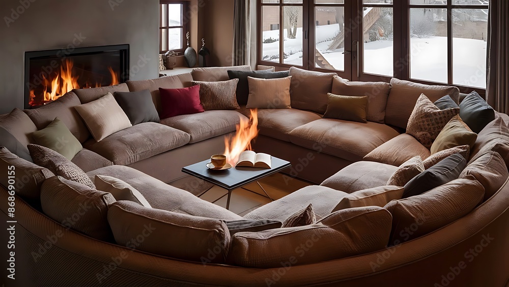 Fototapeta premium Living room with big sofa