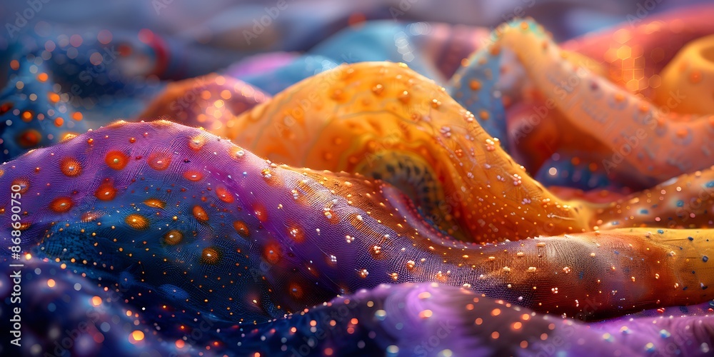 Close-up of vibrant bandhani fabric with intricate patterns and textures Close-up of vibrant bandhani fabric with intricate patterns and textures