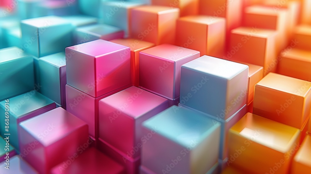 Retro cube abstract background pattern generated with generative AI in pastel tones Retro cube abstract background pattern generated with generative AI in pastel tones