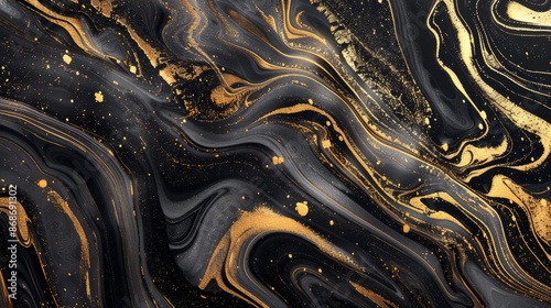 An aesthetic of flowing black and gold patterns