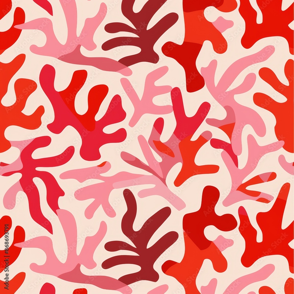 Design template with a seamless organic and abstract pattern in pink and red. Contemporary print. Design template with a seamless organic and abstract pattern in pink and red. Contemporary print.