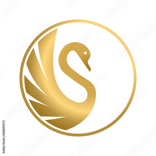 golden swan logo vector design