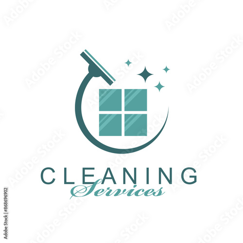 cleaning service design with window glass squeegee isolated on white background