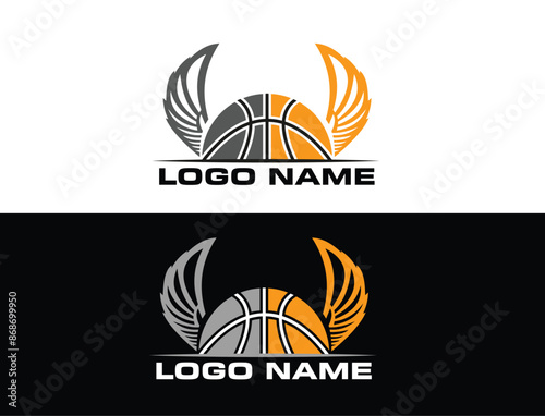 WINGED BASKETBALL LOGO DESIGN TEMPLATE