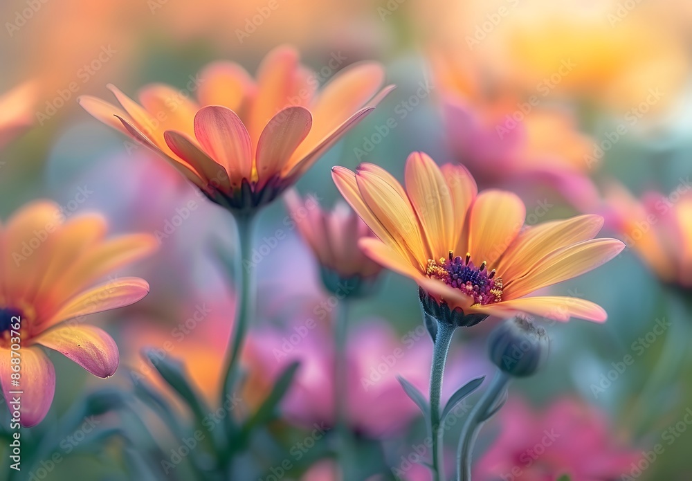 Vibrant Orange & Pink Daisies Close Up Vibrant Orange & Pink Daisies Close Up