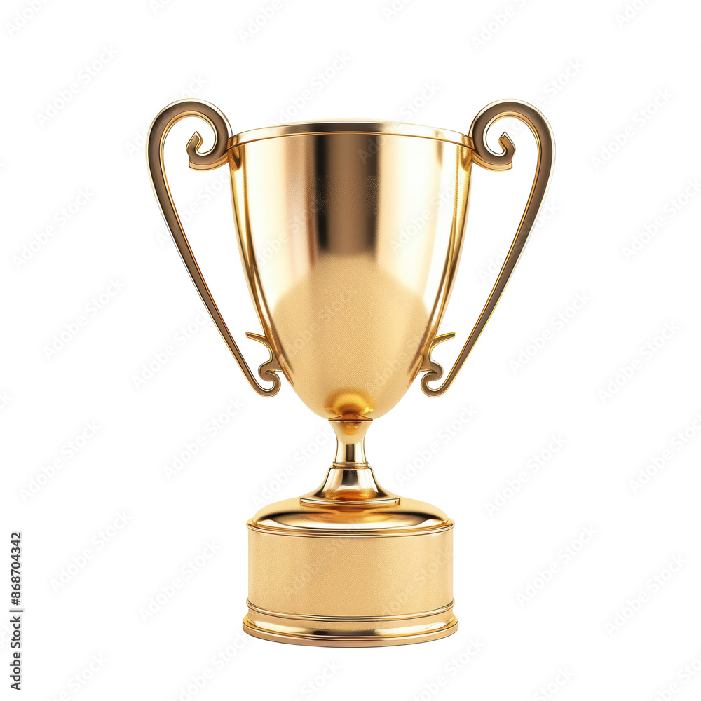 Golden trophy cup isolated on white background, symbolizing success, victory, and achievement in competition or event. Golden trophy cup isolated on white background, symbolizing success, victory, and achievement in competition or event.