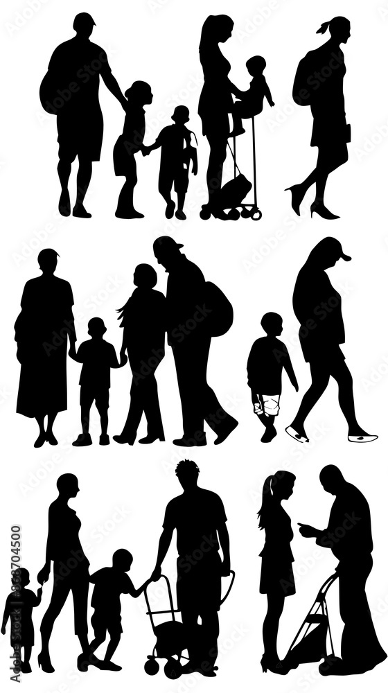 Fototapeta premium family silhouettes