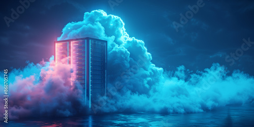 3D rendering of Cloud computing, network, technology concept