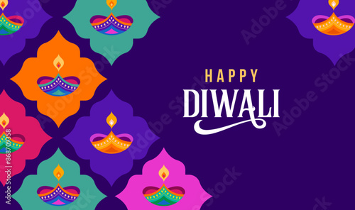 Diwali festival poster, Diwali Sale banner, Diwali background design with lights, peacock, lanterns, candles and flowers