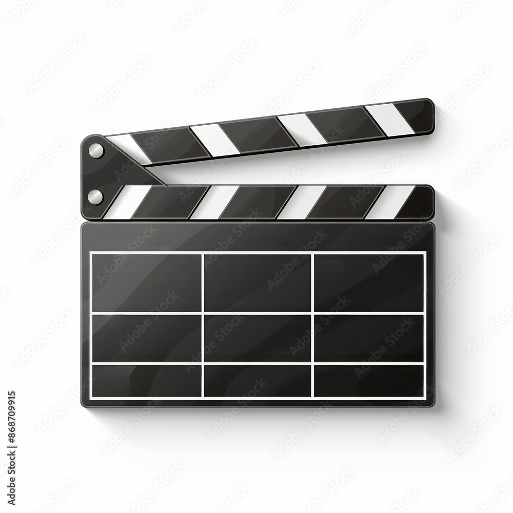 Fototapeta premium Open movie clapper board icon isolated on white background, Simple icon of Film Slate, clapboard symbol.