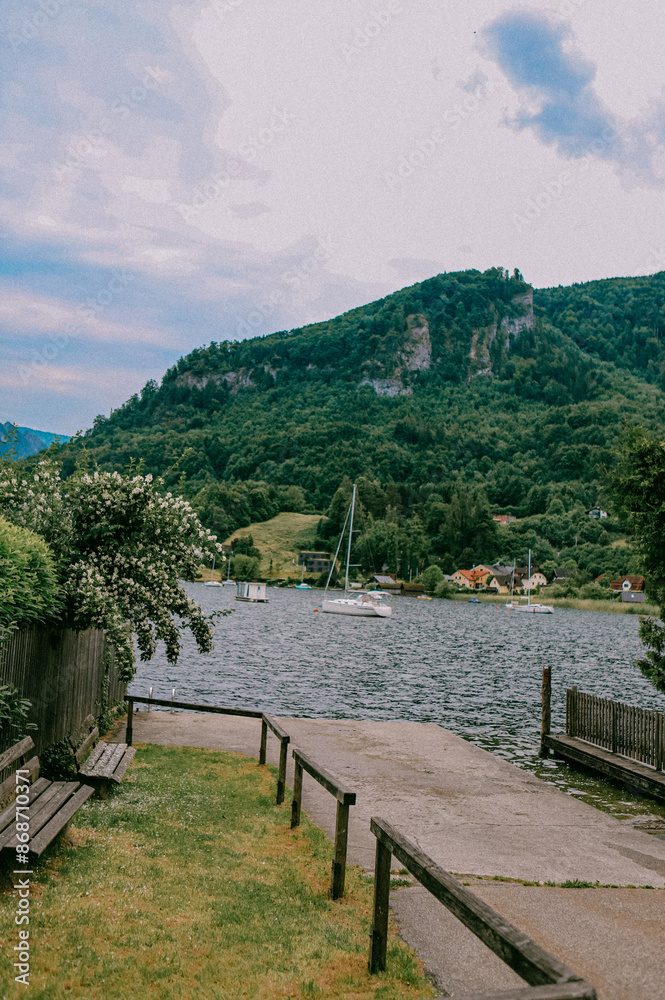 Fototapeta premium wooden bridge over the river