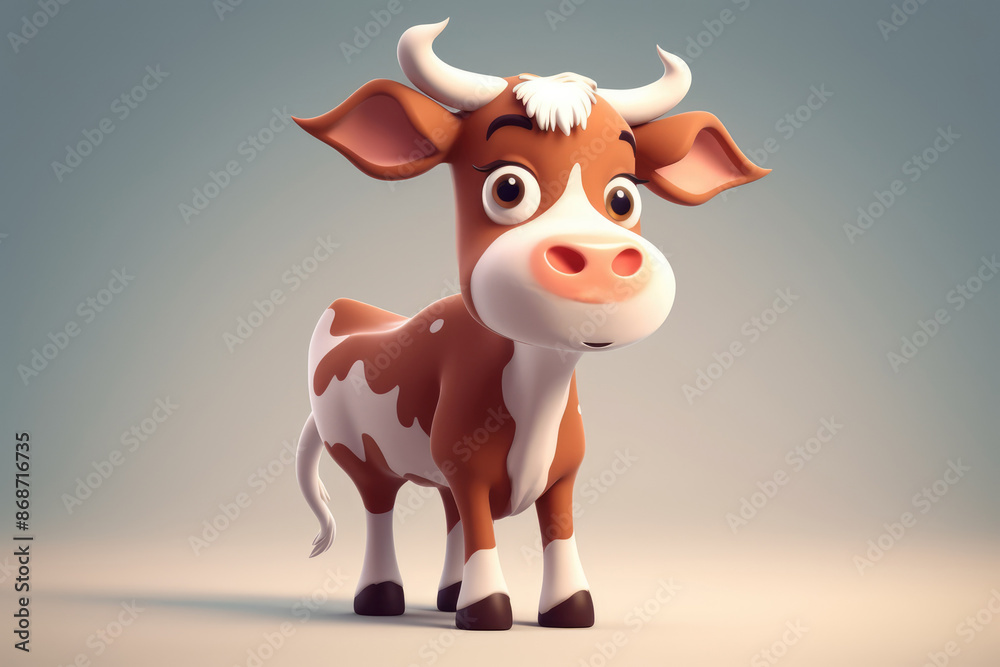 Funny cartoon cow on white background Funny cartoon cow on white background