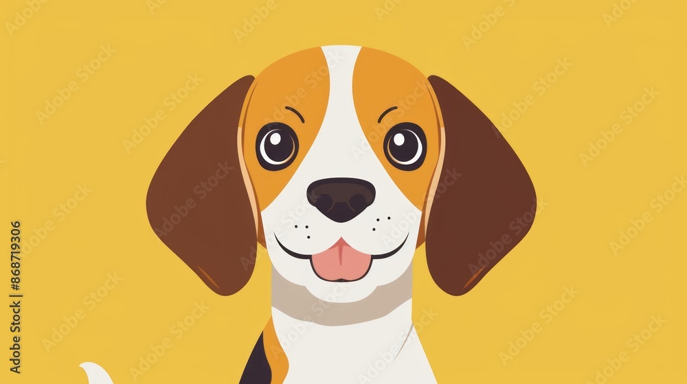 Cute beagle dog illustration on yellow background. Adorable cartoon beagle dog with big eyes and a happy expression, perfect for pet-related designs. Cute beagle dog illustration on yellow background. Adorable cartoon beagle dog with big eyes and a happy expression, perfect for pet-related designs.