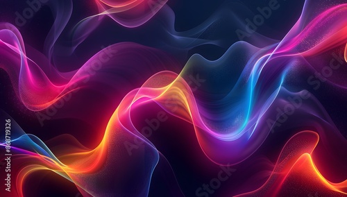 Wallpaper Mural Abstract Glowing Waves On Black Background Torontodigital.ca