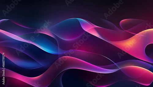 Wallpaper Mural Abstract Glowing Waves Dark Background Torontodigital.ca