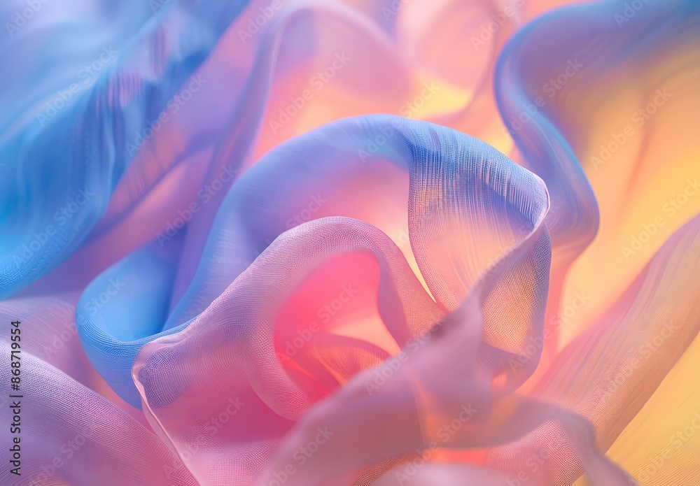Obraz premium Abstract Blurry Fabric Photography, Pink, Blue, Yellow