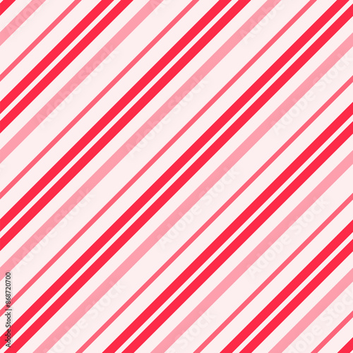 Christmas red diagonal stripes seamless pattern. Candy cane striped background.