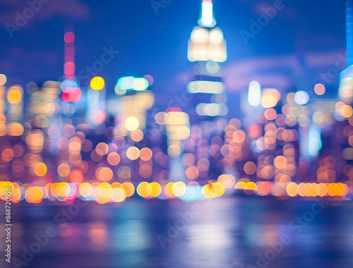 Blurred Skyline of NYC with Empire State Building