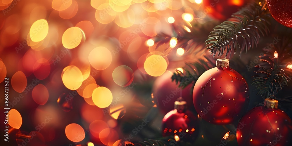 Red Christmas Ornament With Blurred Lights Red Christmas Ornament With Blurred Lights