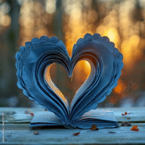 A Heart Shaped Book at Sunset photo