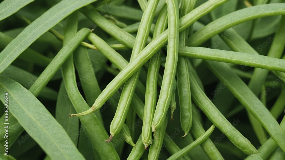 Lush Green Bean Harvest in the Garden Lush Green Bean Harvest in the Garden