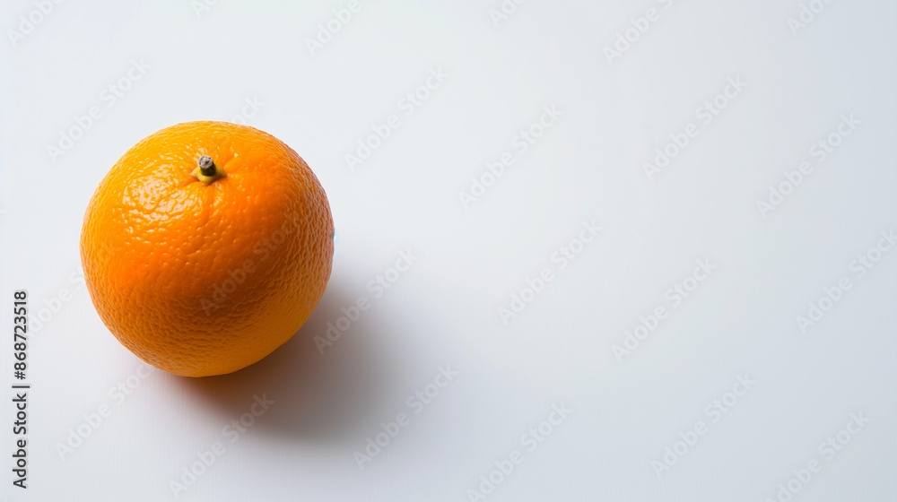 Whole Orange on White Background with Copy Space, Minimalist Presentation Whole Orange on White Background with Copy Space, Minimalist Presentation