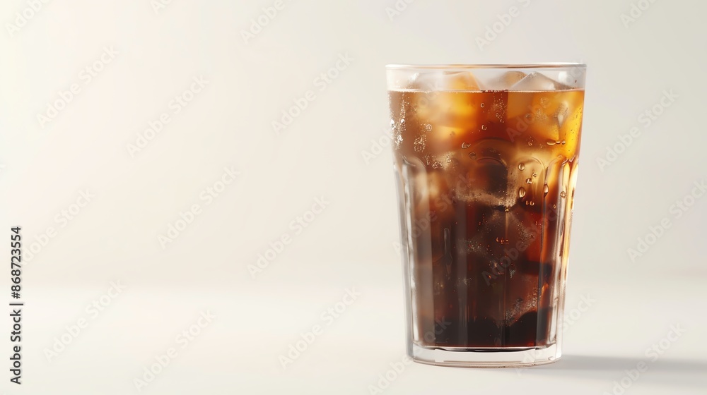 glass filled with cold brew coffee, dark and smooth, against a white background, selective focus, summer refreshment theme, realistic, composite, airy backdrop glass filled with cold brew coffee, dark and smooth, against a white background, selective focus, summer refreshment theme, realistic, composite, airy backdrop