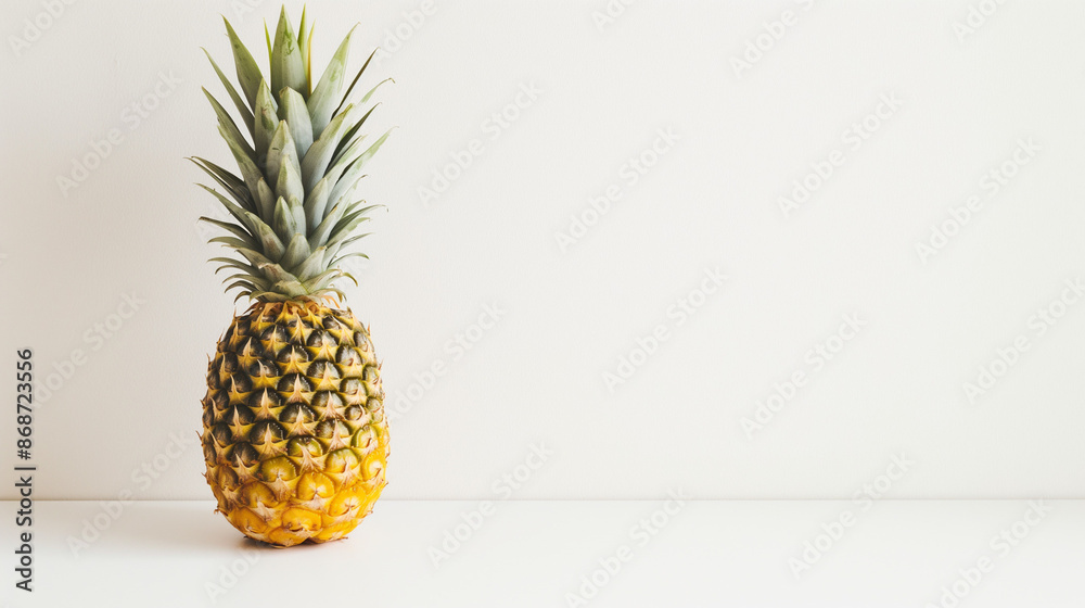 Whole Pineapple on White Background with Copy Space, Minimalist Presentation Whole Pineapple on White Background with Copy Space, Minimalist Presentation