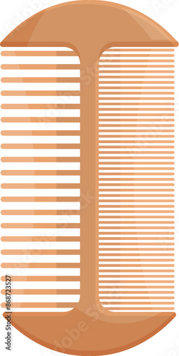 Wooden comb with handle, designed for combing and styling hair