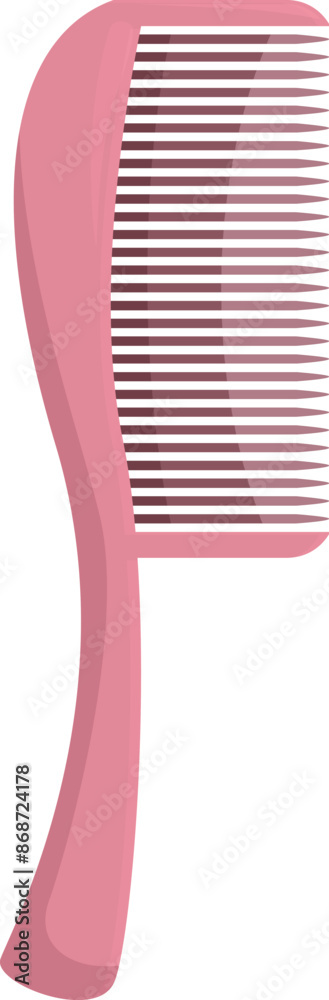 Pink plastic hair comb with handle for styling hair, isolated on a white background Pink plastic hair comb with handle for styling hair, isolated on a white background