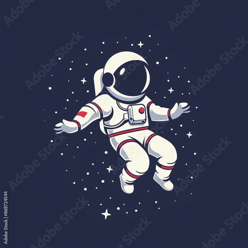 Cartoon Astronaut Floating in Space Vector Art