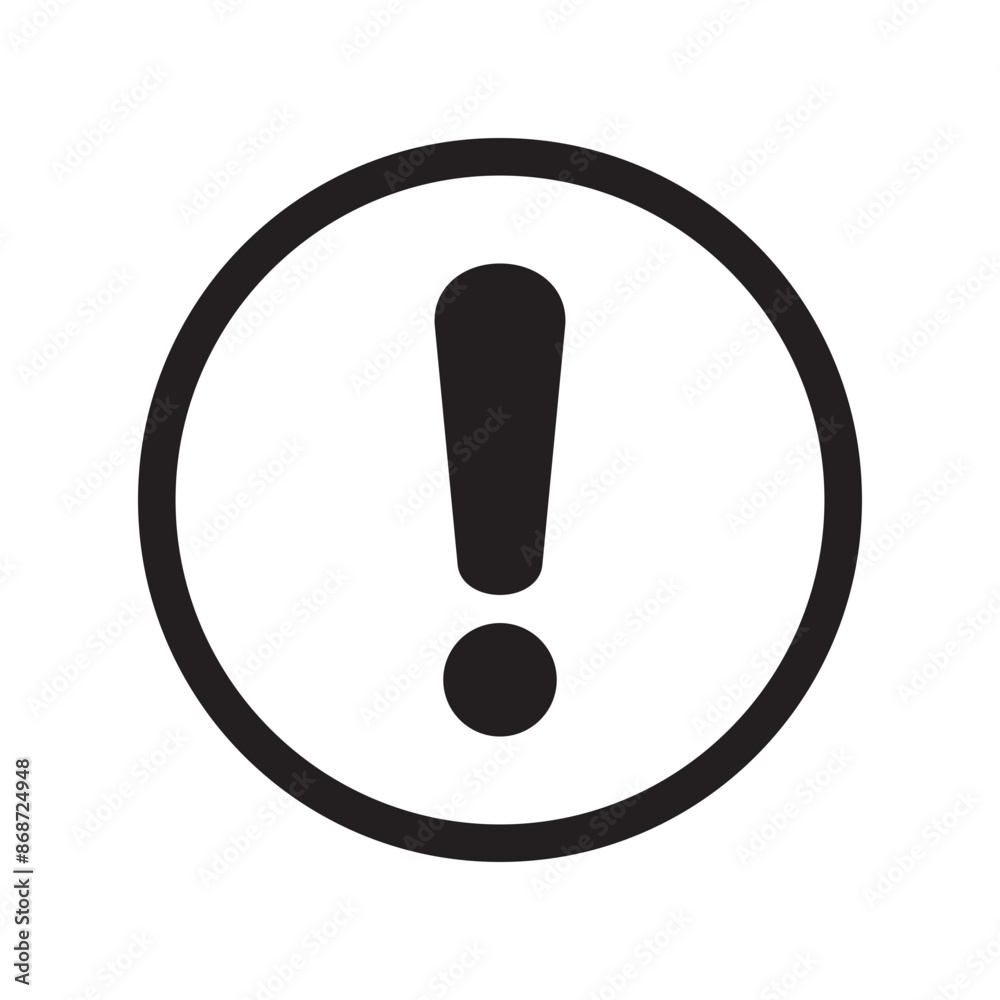 Alert icon. Warning sign and symbol. Exclamation mark in circle.