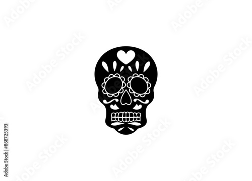 Vector illustration of an African mask, black and white pattern or wall decor  © Dav_782