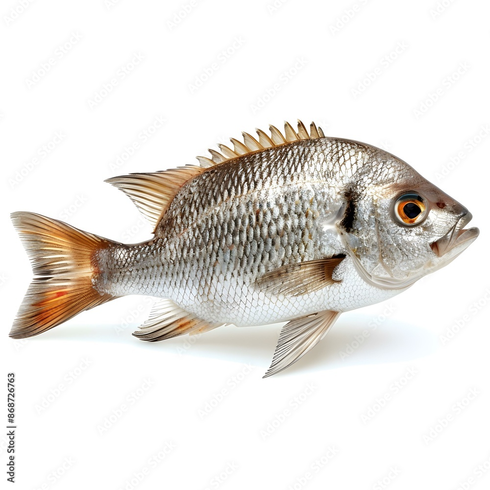 A Black Bream Fish Isolated On White Background A Black Bream Fish Isolated On White Background