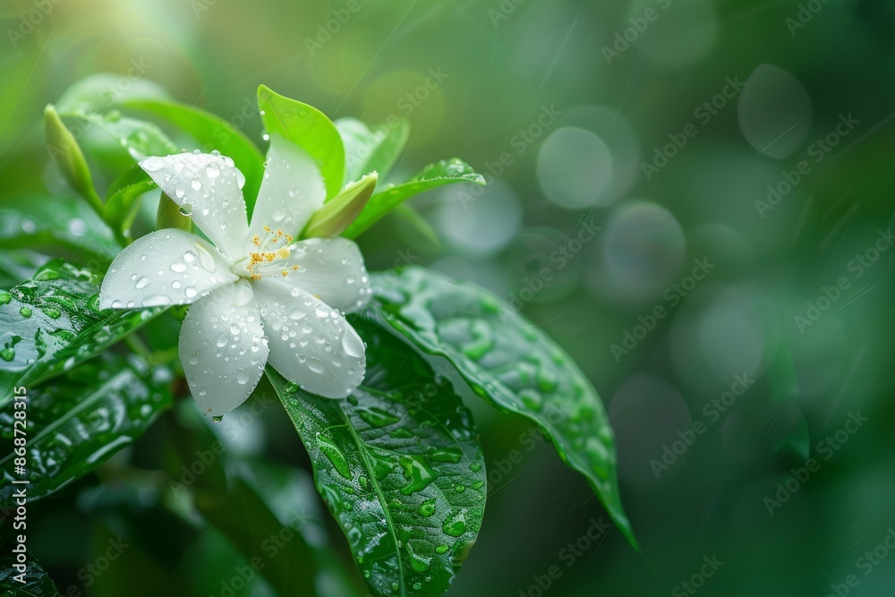 This coral swirl flower is adorned with water droplets This coral swirl flower is adorned with water droplets