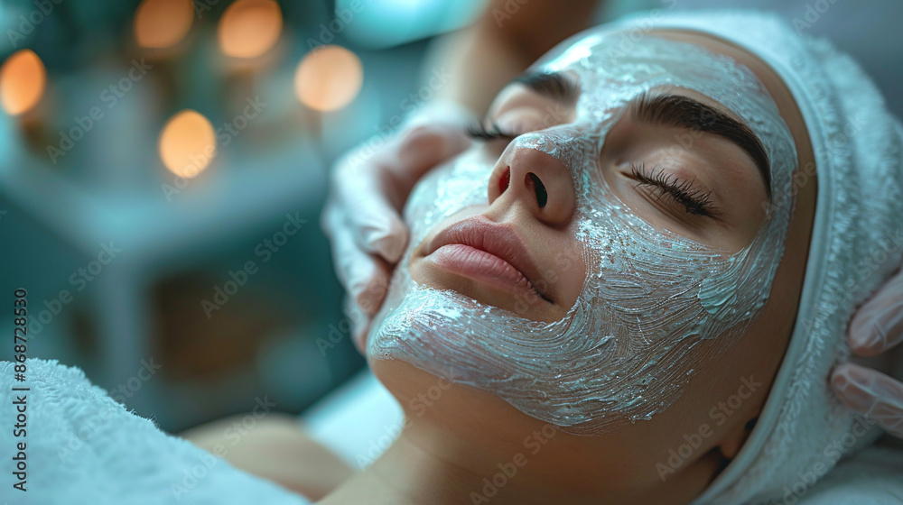 Beautiful woman with facial mask at beauty salon. Beautiful woman with facial mask at beauty salon.