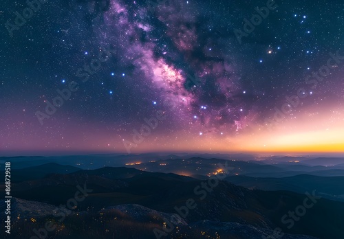 Milky Way Galaxy Over Mountain Range