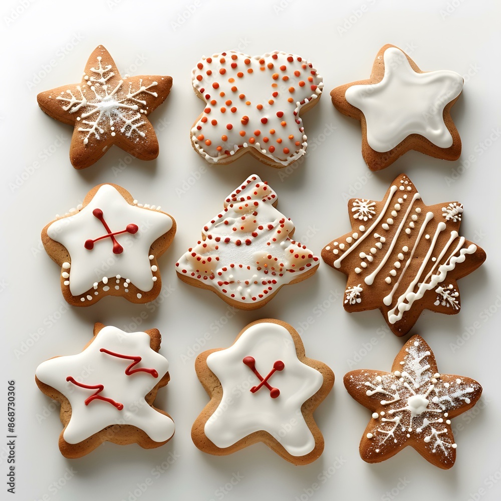 Christmas cookies decorated with white and red icing Christmas cookies decorated with white and red icing
